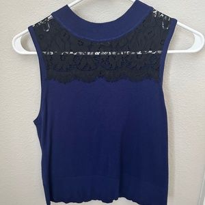 Blue and Black Lace Crop Top